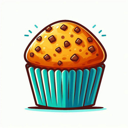 Illustration of a cupcake with chocolate on a white background.のイラスト素材