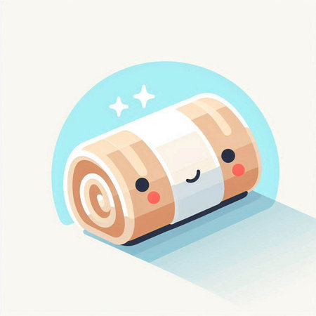 Cute roll of toilet paper in cartoon style. Vector illustration.のイラスト素材