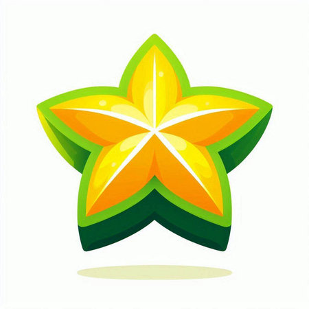 Star fruit icon. Vector illustration of a starfruit isolated on white background.のイラスト素材
