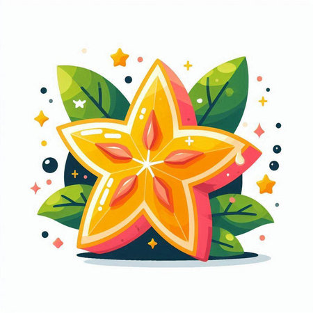 Star fruit vector illustration. Starfruit on white background. Vector illustration.のイラスト素材