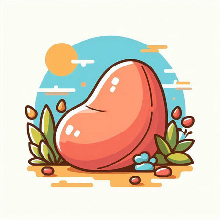 Illustration of a heart on a background of nature. Vector illustrationのイラスト素材