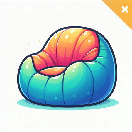 Illustration of Colorful Sofa in Cartoon Style on White Backgroundのイラスト素材