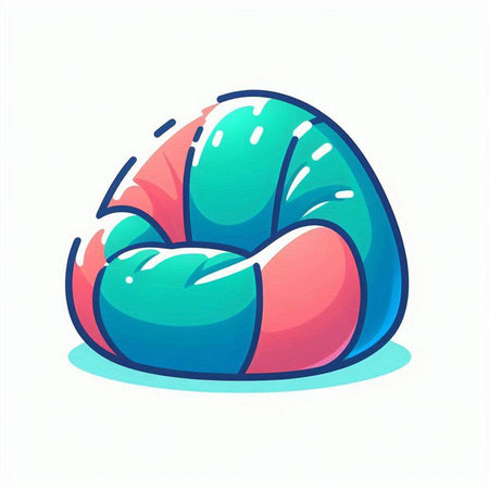 Illustration of a blue and red sea shell on a white backgroundのイラスト素材