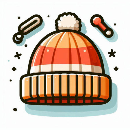 Winter hat isolated on white background. Vector illustration in cartoon style.のイラスト素材