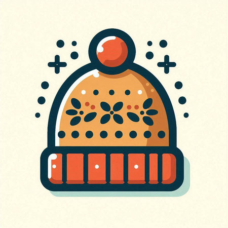 Winter hat with pompon. Vector illustration in flat cartoon style.のイラスト素材