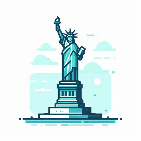 Statue of Liberty, New York City, USA. Vector illustrationのイラスト素材