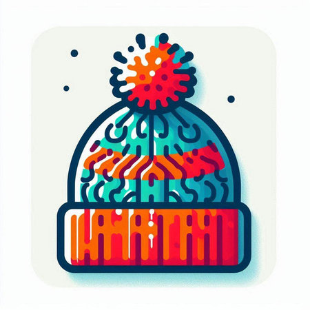 Winter hat with pompon. Vector illustration in a flat style.のイラスト素材