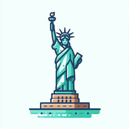 Statue of Liberty icon in flat style isolated on white background. Vector illustration.のイラスト素材