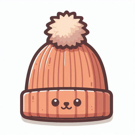 Cute knitted winter hat isolated on white background. Vector illustration.のイラスト素材