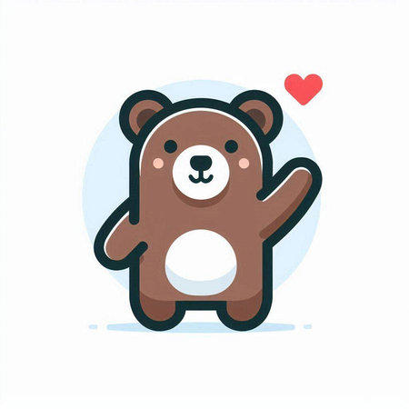 Cute cartoon bear with heart. Vector illustration in a flat styleのイラスト素材