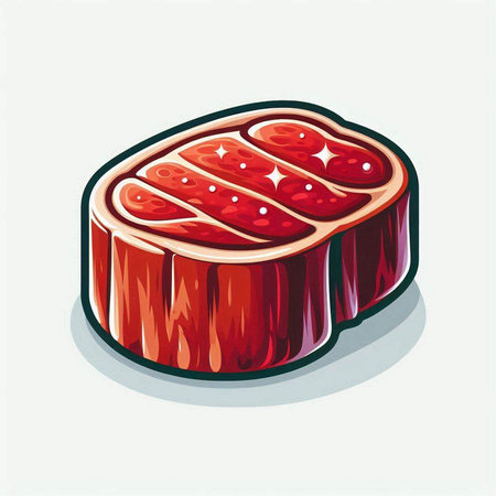 Illustration of a piece of meat, isolated on a white backgroundのイラスト素材
