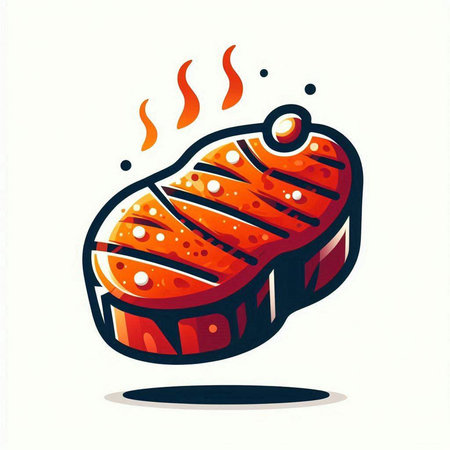 Illustration of a piece of grilled meat on a white background.のイラスト素材