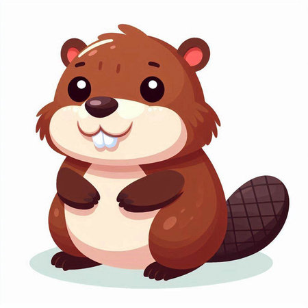 Cute cartoon beaver. Vector illustration isolated on white background.のイラスト素材