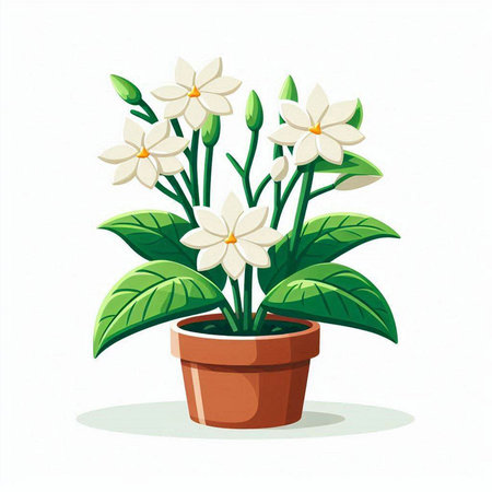 Illustration of a flower in a pot isolated on a white backgroundのイラスト素材