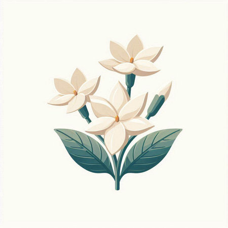 Beautiful white flowers on a white background. Vector illustration for your designのイラスト素材