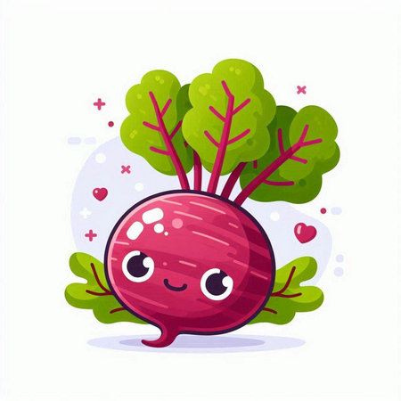 Cute radish character. Vector illustration in cartoon style on white background.のイラスト素材