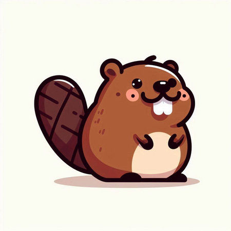 Cute beaver vector illustration. Cute cartoon beaver.のイラスト素材