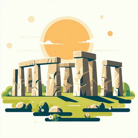 Stonehenge, stonehenge in the United Kingdom, vector illustrationのイラスト素材