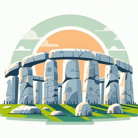 Stonehenge, ancient landmark in South America. Vector illustration.のイラスト素材