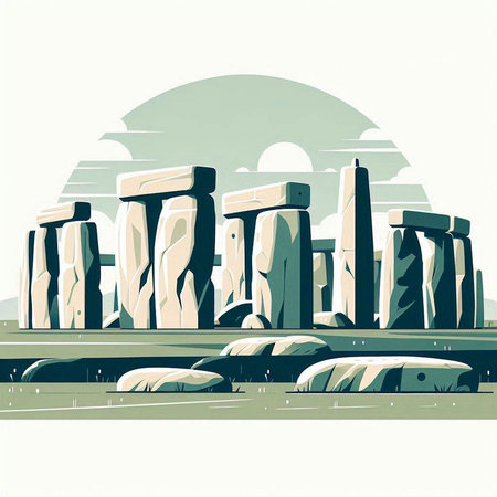 Stonehenge, United Kingdom. Vector illustration in retro style.のイラスト素材