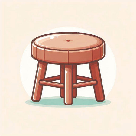 Wooden stool. Vector illustration in cartoon style. Furniture for the kitchen.のイラスト素材