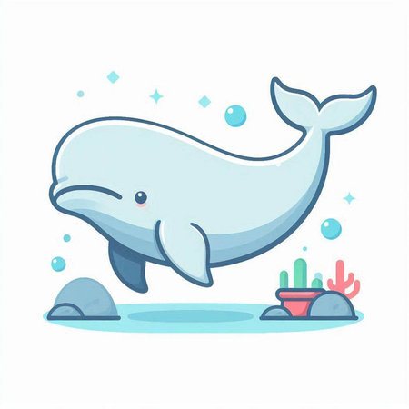 Cute cartoon whale. Vector illustration of a cute cartoon whale.のイラスト素材