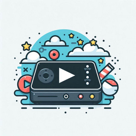 Video player flat line icon, vector illustration, eps 10.のイラスト素材