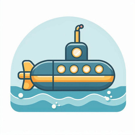 Submarine icon. Flat illustration of submarine vector icon for web designのイラスト素材