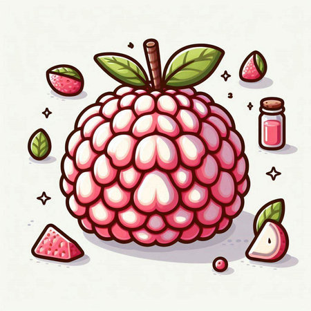 Raspberry fruit vector illustration. Hand drawn doodle style.のイラスト素材
