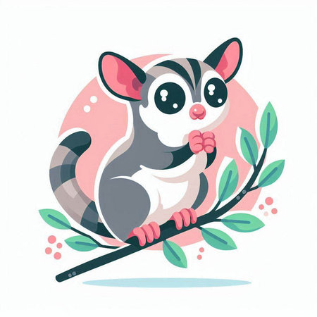 Cute cartoon raccoon sitting on a branch. Vector illustration.のイラスト素材