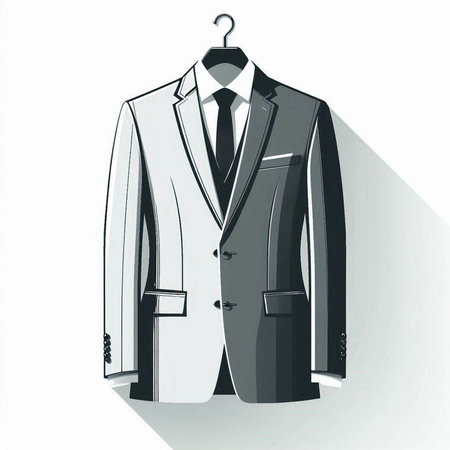 Illustration of a business suit on a hanger on a white backgroundのイラスト素材