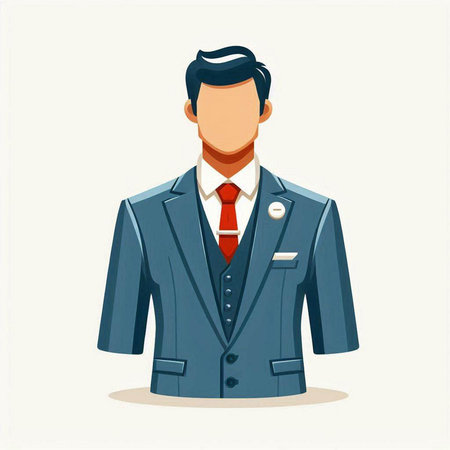 Businessman in suit and tie. Vector illustration in flat style.のイラスト素材