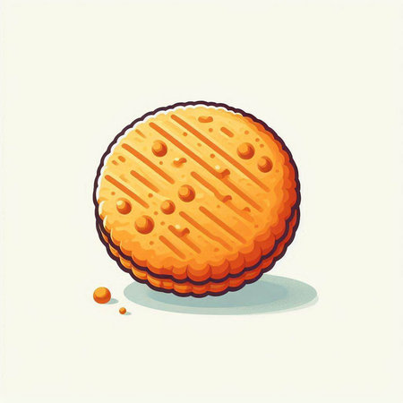 Illustration of a round biscuit on a white background, vector illustrationのイラスト素材