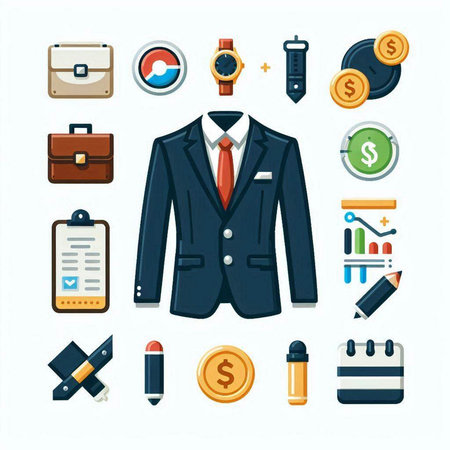 Set of business and finance icons in flat style. Vector illustration.のイラスト素材