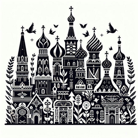 Vector illustration of the Church of St. Basil's in Moscow.のイラスト素材
