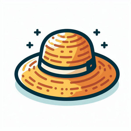 Illustration of a straw hat isolated on a white background - vectorのイラスト素材