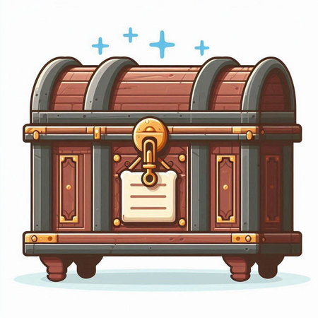 Treasure chest. Cartoon vector illustration isolated on white background. Flat style.のイラスト素材