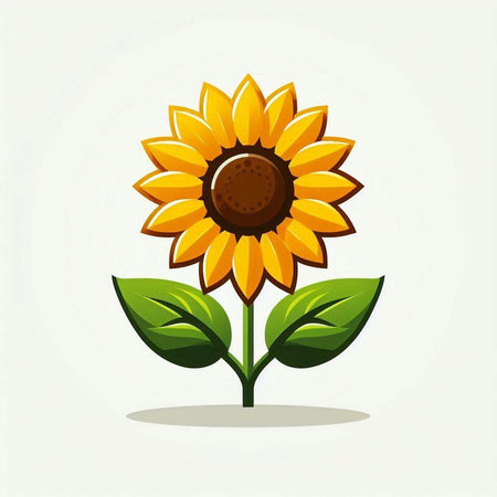Sunflower with leaves on white background. Vector illustration for your designのイラスト素材