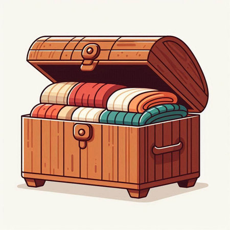 Chest of drawers with clothes. Vector illustration in retro style.のイラスト素材