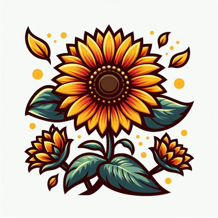 Sunflower. Vector illustration. Isolated on a white background.のイラスト素材