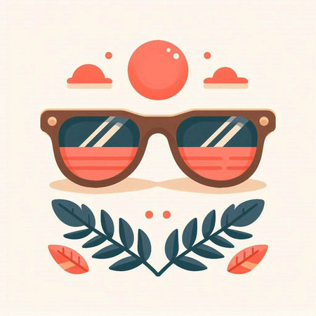 Retro sunglasses. Vector illustration in flat style. Sunglasses with a round frame.のイラスト素材