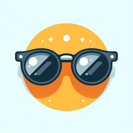 Funny emoji with sunglasses. Vector illustration in flat cartoon style.のイラスト素材