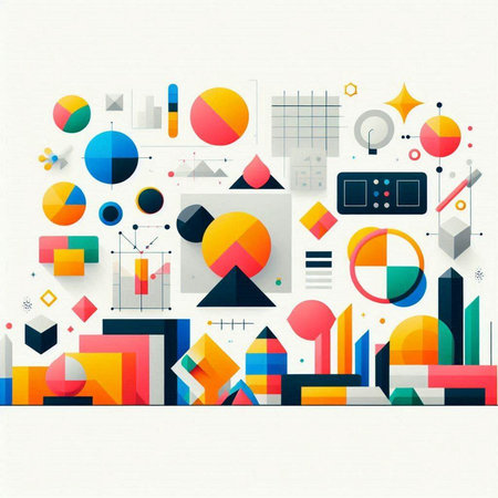 Abstract geometric background with colorful paper cut shapes. Vector Illustration.のイラスト素材