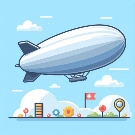 Airship. Vector illustration of airship in flat design style.のイラスト素材