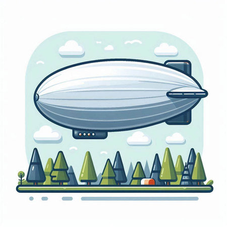 Airship in the sky. Vector illustration on a white background.のイラスト素材