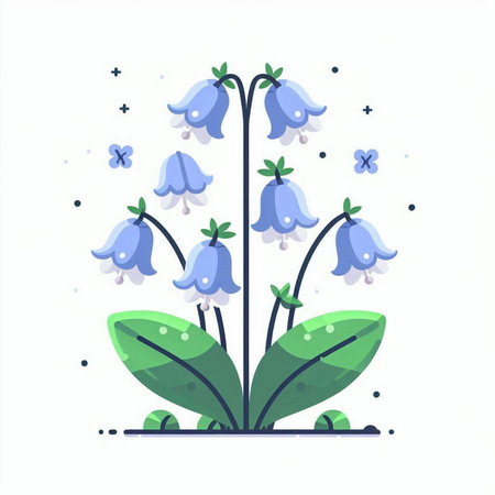 Flowering bluebells on a white background. Vector illustration.のイラスト素材