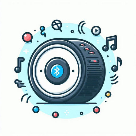 Music speaker icon in doodle style on white background. Vector illustration.のイラスト素材
