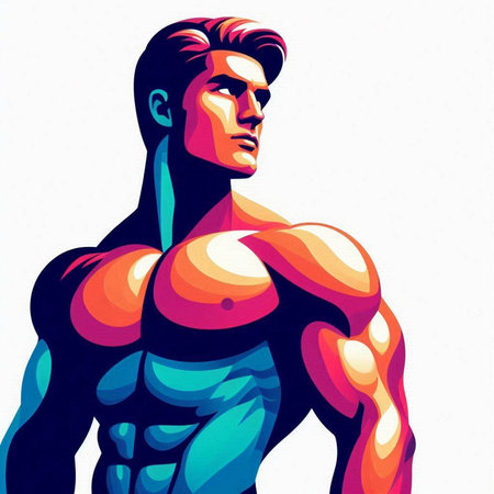 Bodybuilder. Vector illustration. Isolated on a white background.のイラスト素材