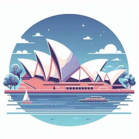 Sydney Opera House, Australia. Vector illustration in flat styleのイラスト素材