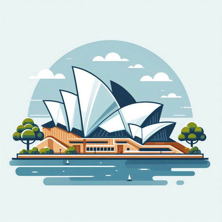 Sydney Opera House, Sydney, Australia. Vector illustration.のイラスト素材